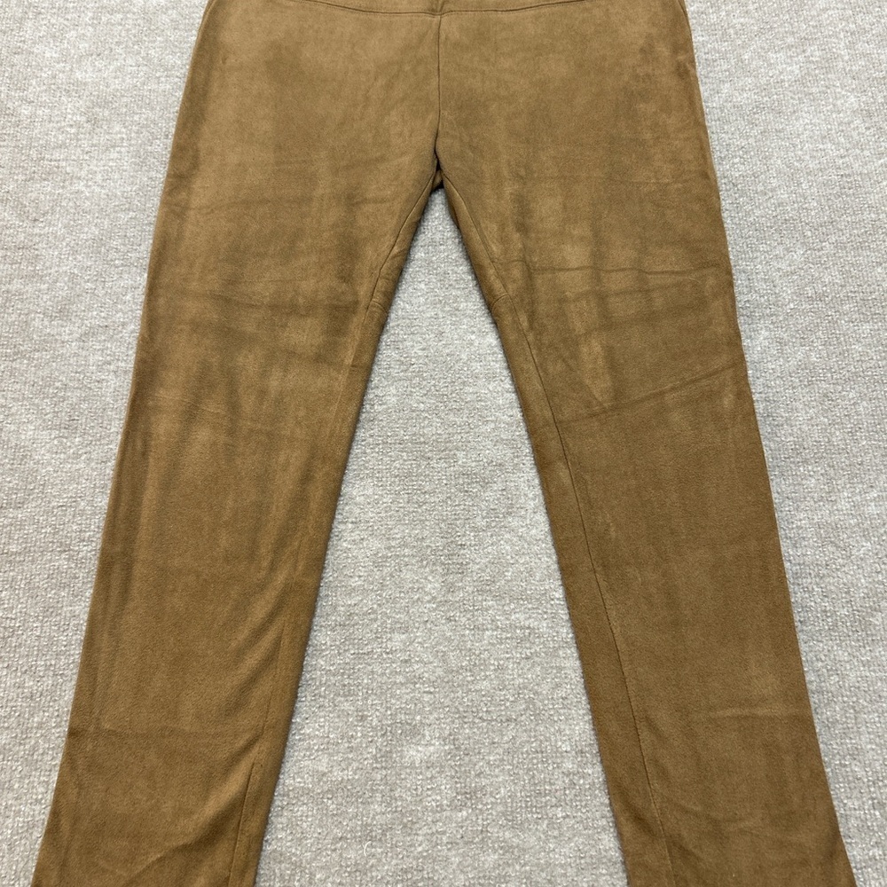 Sahalie Women’s Faux Suede Pull-On Pants Brown Size Large Stretch